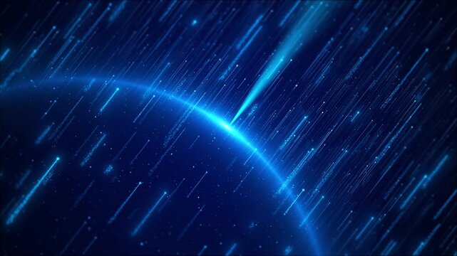 Futuristic blue data rain background digital streaks, curved light, technology inspired effects. cyber security visuals, artificial intelligence software presentations, sci fi intros, digital themes.