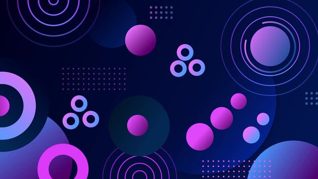 Monochrome geometric circles background, Abstract geometric background with circles gradients creating modern minimalist animation