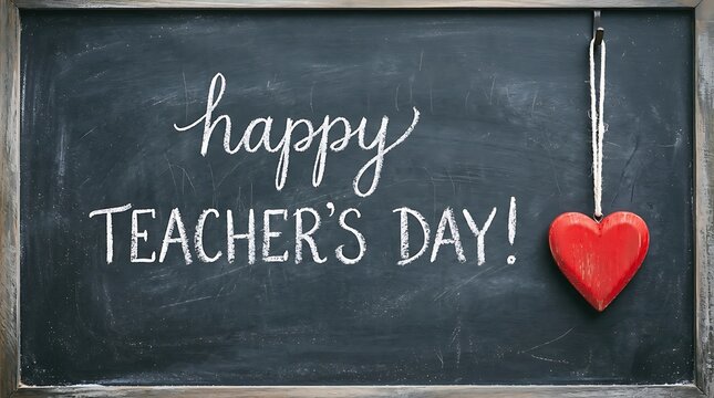Happy teachers day chalkboard appreciation for educators red heart classroom decoration festive greetings