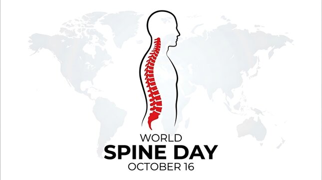 World spine day awareness illustration with human skeleton profile, backbone