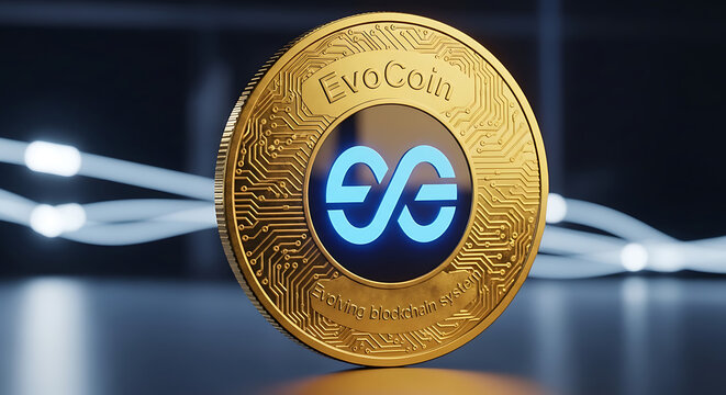 Shiny gold cryptocurrency coin labeled EuroCoin with infinity symbol logo.