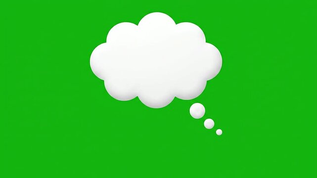 White cloud icon with thought bubble on green background