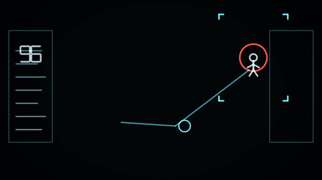 Motion tracking graphic with subject highlighted on digital screen