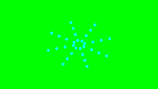 Abstract glowing snowflake pattern on a vibrant green screen background, representing winter and digital art.