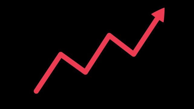 Upward zigzag arrow growth progress and rising success in a simple graphic style animation