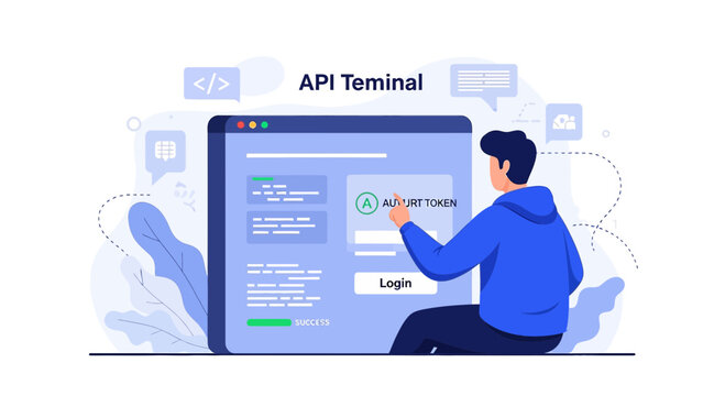 Developer Logging Into API Terminal for Coding and Development