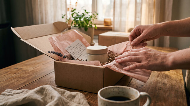 Unboxing a Beauty Product with Handwritten Thank You Card