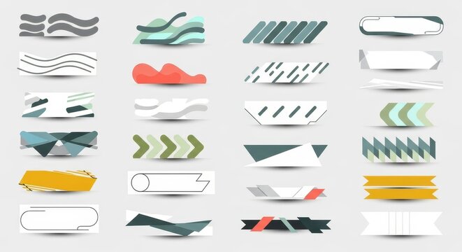 Colorful Abstract Paper Ribbons and Banners Collection.