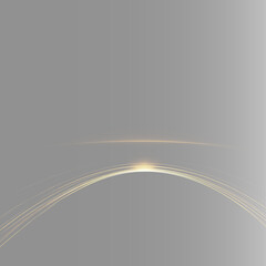 Glowing golden horizon arc,  golden orbit light pattern on black background, futuristic light flare overlay © Aura Canvas