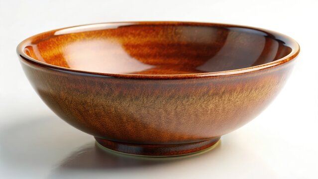 Brown ceramic bowl on white background