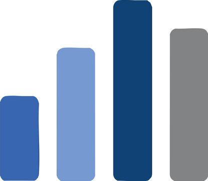 Three ascending gradient bars illustrate financial growth or data progression in a modern corporate presentation.
