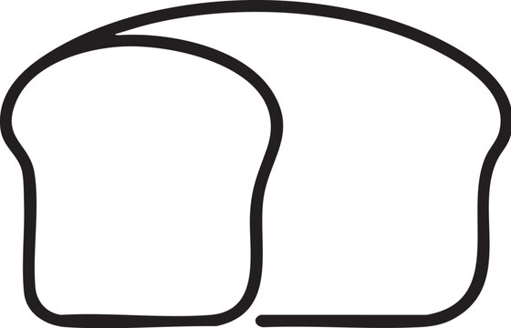 Two slices of white bread placed side by side in a minimalist line drawing for food or graphic design.