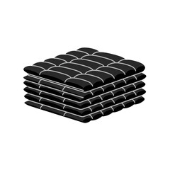 Obraz premium A stack of black quilted fabric squares arranged in a neat pile