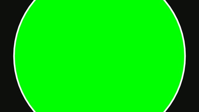 Bright green oval shape against a dark background with a white border.
