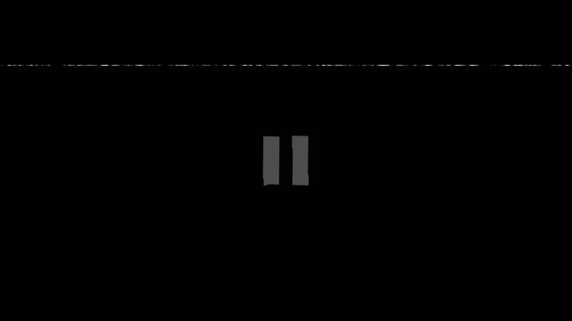 Retro analog pause screen with glitch and static effects on a black background. Perfect for concepts of media interruption, digital error, futuristic design, and modern technology themes