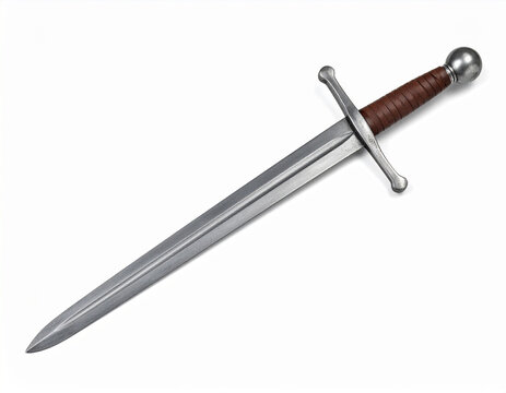Medieval Arming Sword Isolated on White Background