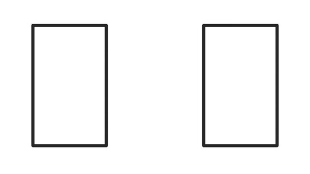 Different simple symbols appear inside two rectangles or windows.