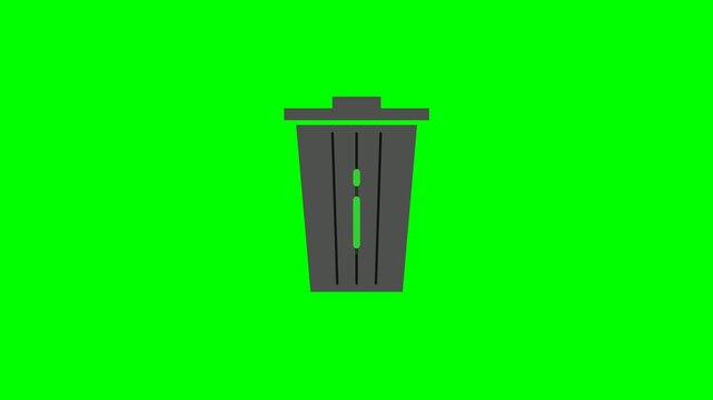 A simple illustration of a trash can on a bright green background, suitable for graphic design.
