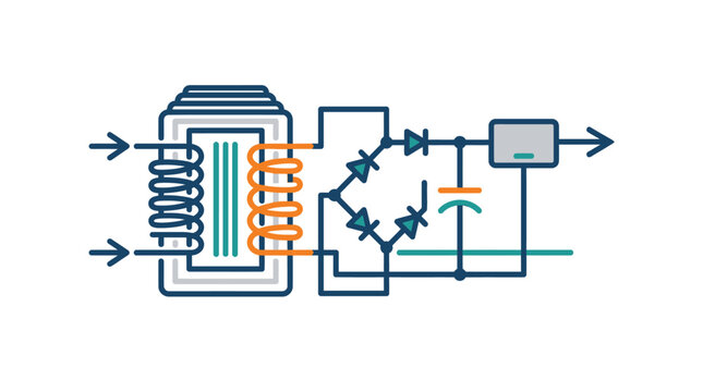 Electrical transformer rectifier circuit with capacitor and output