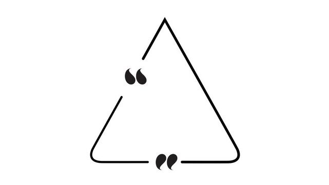 Minimalist black triangle quote frame isolated on white punctuation shape