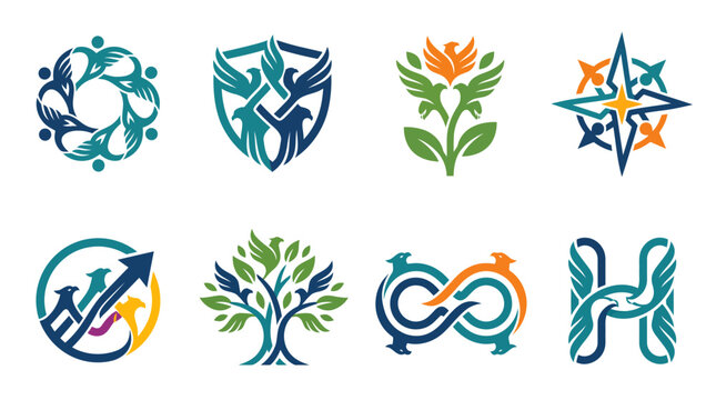 Collection of Diverse Abstract Logo Designs and Symbols.