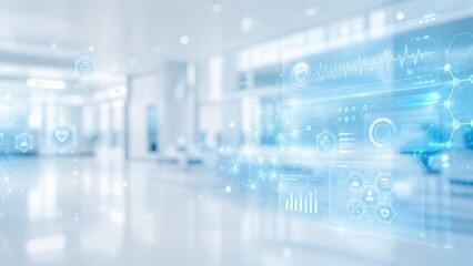 Fototapeta premium Modern Healthcare Background with Abstract Hospital Interior Blur