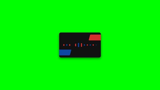 Abstract graphic design featuring red and blue shapes on a black background