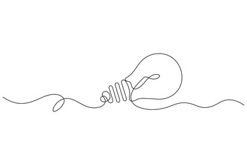 Obraz premium Light bulb line art drawing of idea concept isolated on white background 