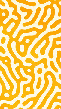 Abstract orange yellow reaction diffusion fluid background with grainy sharp labyrinth texture vertical composition perfect for premium mobile device wallpapers.