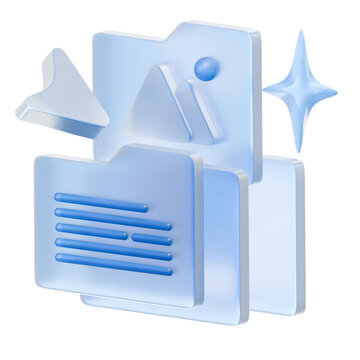 3D Multi-Model AI Data Input Folders and File Management Icon