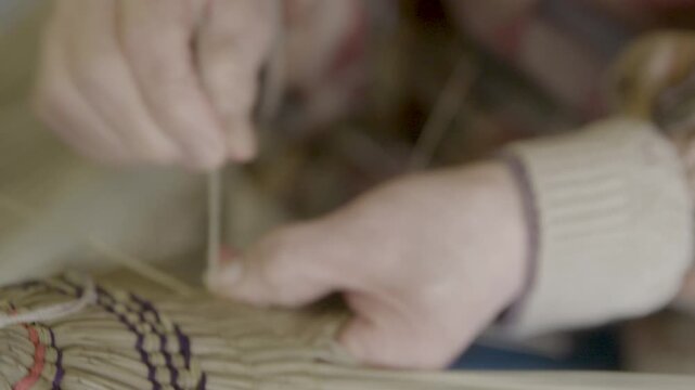 Close-Up of Traditional Bon Odori Hat Hand Weaving in Ugo Town Akita J