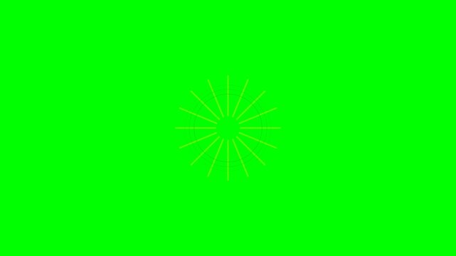 Abstract yellow geometric star pattern isolated on a vibrant green background