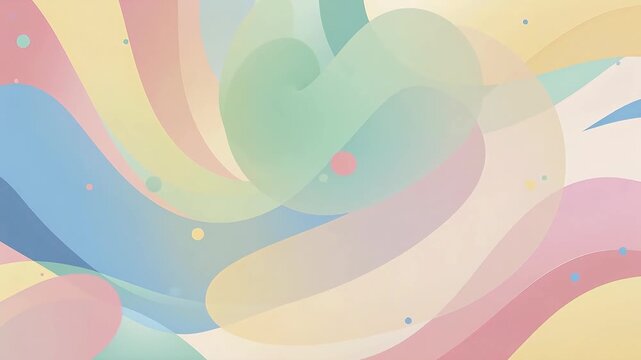 Abstract pastel waves and circles in smooth flat style on soft light background, concept of harmony and creativity