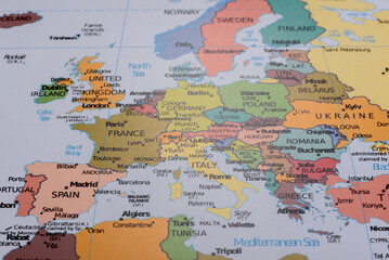 A global world map as a backdrop for themes of trips, travel, hiking, or relocation. A world map © chernikovatv