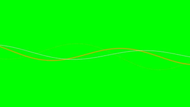 Two intertwined sine wave lines moving across a vibrant green screen backdrop