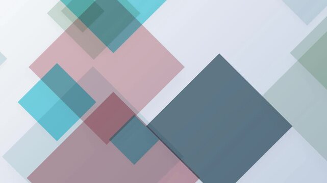 Abstract Geometric Motion Background with Overlapping Colorful Transparent Squares and Rectangles
