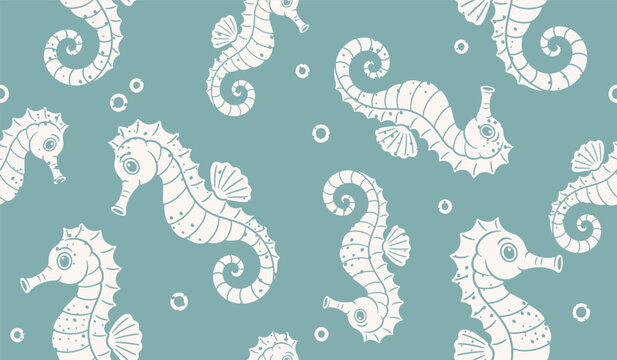Cutest seahorse pattern background vector design