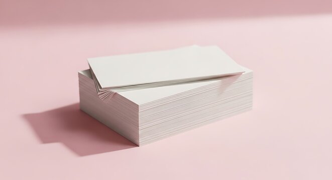 A stack of rectangular cards resting on a soft pastel surface creates a professional presentation for corporate identity branding and marketing materials across various commercial business