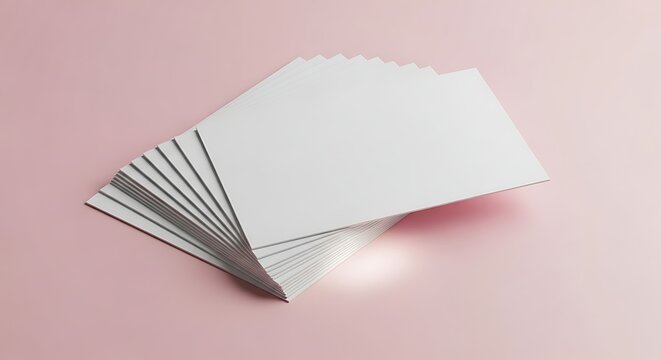 A stack of multiple blank sheets of paper lies neatly arranged upon a flat pink surface creating a practical visual template for your upcoming creative stationery presentation projects today