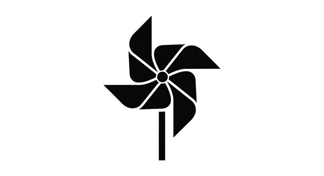 Pinwheel Toy Silhouette In Black And White Minimalist Design Silhouette