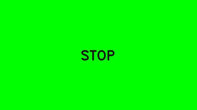 The word STOP displayed prominently on a vibrant green background, signifying a halt or prohibition.