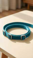 Fototapeta premium Plain teal woven-nylon cat travel harness