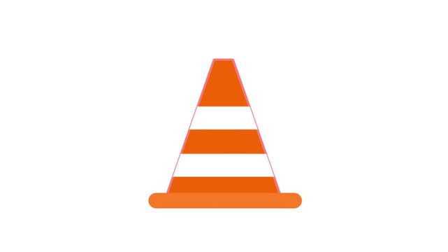 Orange traffic cone bounce animated icon presented on both clean white and green screen chroma key backgrounds.