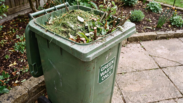 Green waste recycling and garden maintenance concept for composting sustainable disposal yard upkeep and eco friendly outdoor gardening routine