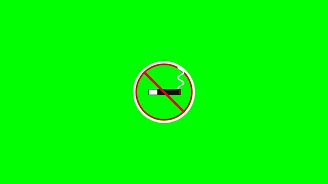 No Smoking Symbol Over Green Screen Background.
