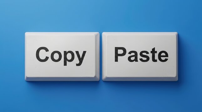 Copy and Paste Buttons on Blue Background.