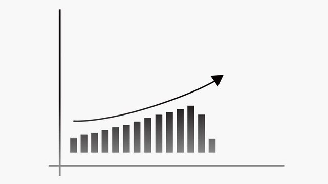 Minimal growth chart with rising bars and an upward arrow animation
