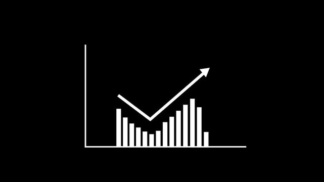 Minimal chart icon showing falling bars with an upward arrow animation