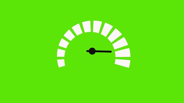 Minimal speedometer gauge with a needle and segmented arc measurement or status indicator animation