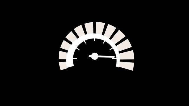 Simple gauge or speedometer icon partial dial with a needle and segmented scale animation